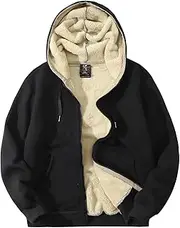 [PEHMEA] Men's Warm Thicken Fleece Hoodie Sherpa Lined Full-Zip Sweatshirt Jacket