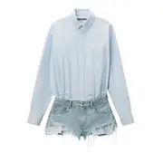 [Alexander Wang] Pre-Styled Shirt & Denim Short Romper