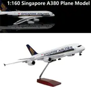 1:160 Singapore Airline A380 Plane Model / LED Light & Wheel Aircraft Model 45cm