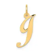 14K Medium Fancy Script Letter J Initial Charm Bracelet Necklace