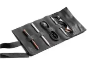 power data line Charger Digital accessory pocket bag cow Leather black H987