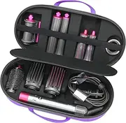 Bag for Dyson Airwrap Complete Hair Styler Compatible with 4 Short Attachment Barrel & 2 Pieces Attachment Barrel Long (Case Only, Hair Styler is Not Included), Purple, Modern