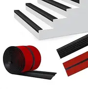 Stair Edge Protector, 12M Rubber Stair Nosing, Non-Slip Self Adhesive Step Eage Trim, Peel and Stick Stair Edge Trim-Width 5CM, Black