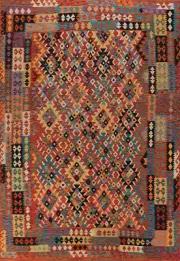 Dual-Sided Kilim Kelim Rugs Flatweave Wool Carpet 8x12 ft