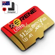 SERENE ULTRA 512GB GOLD/RED V30 Micro SD TF Card, A2 XC MicroSD Adapter Memory