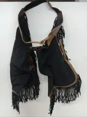 New Tough 1 Black Show Chaps With Fringe Adjustable Waist 46” N-24