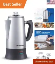 BPA-Free Electric Coffee Percolator - 12-Cup Cordless with Keep Warm Feature