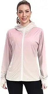[GAIGEO] Rash Guard Women Swim Sun Shirts UV Protection Long Sleeve Tops UPF 50+ Ombre Light Pink Gradient S, Ombre Light Pink Gradient, Small