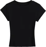 [PCBVAKGKYT] Summer Basic Tees Women Short Sleeve Elastic Slim Tops Short Tshirts