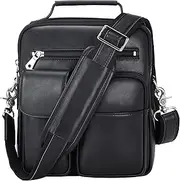[TIDING] Genuine Leather Small Messenger Bag for Men Crossbody Shoulder Bag Fits 10" Tablet Casual Work Handbag