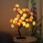 Table Flower Tree Rose Lamp Fairy Bonsai Desk Light for Women (White Pink)