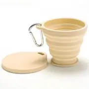 Travel Foldable Silicone Drinking Cup with Carabiner Yellow - One Size
