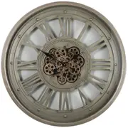 Agakan Round Industrial Age Wall Clock Silver