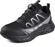 [JACKSHIBO] Men's/Women's Safety Shoes with Steel Toe Cap, Lightweight and Breathable, Rotary Knob Lacing System for Work Shoes