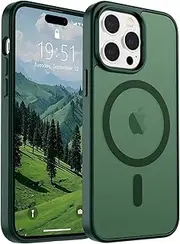 SUPFINE Magnetic for iPhone 14 Pro Case (Compatible with MagSafe)(Military Grade Drop Protection) Slim Translucent Matte Shockproof with Anti-Fingerprint Phone Case,Forest Green
