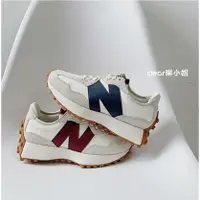 在飛比找蝦皮購物優惠-New Balance 327 酒紅 深藍 皮革款 焦糖底 