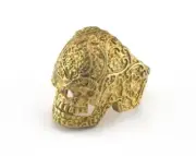 Skull Adjustable Ring Raw Brass (19mm 9US inner size) 2929