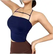 [ZTRZHCHYA] Women Girls Lightweight Compression Quick Dry Scrunch Padded Tank Tops Workout Gym Workout Yoga Top