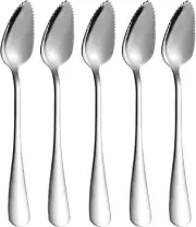 5 PCS Grapefruit Spoons, Stainless Steel Grapefruit Spoon Utensil Set, Serrated