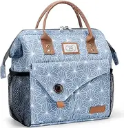 [Lekebaby] Insulated Lunch Bag for Women Leakproof Wide Open Lunch Box Reusable Lunch Cooler Bag for Adults Work, Blue