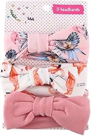 [AIMALL] 3PCS/Set Baby Girl Infant Toddler Headband Wrap Top Knot Soft Single Bow Turban, Comfortable Fashion Accessories