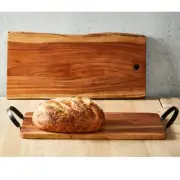 Wooden Serving Board With Handles - Acacia wood and iron
