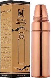 HealthGoodsAU - Traveller's Pure Copper Water Bottle with Cup for Ayurvedic Health Benefits