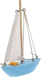 SEWACC Beach Decor Sailboat Model Wooden Desktop Ornament for Home and Office Decor
