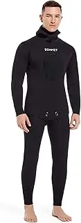 DEMMET 5mm Wetsuit Professional Neoprene Wetsuit Long Sleeve Hooded Wetsuit Warm and Comfortable Two-Piece Full Body Wetsuit Suitable for Diving Snorkeling Game Fish Canoes