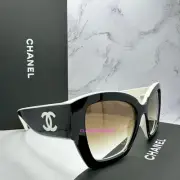 New CHANEL Sunglasses Black White Gradient Authentic CC Italy Cat Eye Butterfly