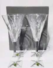 Lot of 4 Waterford Crystal "Clarion" 7oz Water Goblets Square Foot NEW