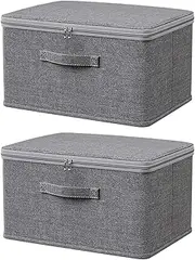 Fabric Storage Box - Large Capacity Organizer, Foldable Closet Basket With Handles | Durable Fabric Storage Cubes For Home Office Nursery, Lockable Zippered Storage Container, Multipurpose Closet