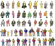 Hiawbon 50 Pcs Tiny Sitting and Standing Delicate Hand Painted People Model Train Park Street Figures for Miniature Scenes, 1:87 Scale