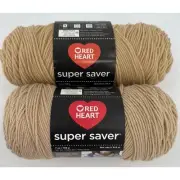 2 Red Heart Super Saver Worsted Yarn BUFF Tan Light Brown Acrylic USA