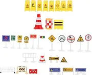 Yardwe Boys and Girls Traffic Sign Toys Set Simulation Road Signs Educational Games Toys for Boys and Girls Learning and Safety