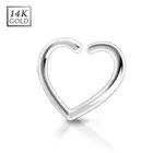 14K White GOLD Heart Shape Hoop EAR Piercing Daith Ring Helix Tragus Cartilage