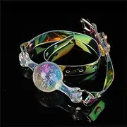Silicone Ball Gag with Colorful Glass Ball Sex Toys Breathable Sex Gag Deep Throat Exercise with Adjustable Strap Bondage Gags & Muzzles BDSM Restraints Couple Props