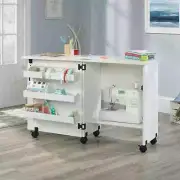Sewing Machine Table Cart Crafts Cabinet Storage White Shelves Expandable Folds
