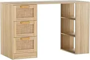 Artiss Computer Desk, 120cm Wooden Desktop Office Corner Laptop Desks Shelf Study Student Table Shelves Bookshelves, Home Furniture for Room, with 3 Tiers and 3 Drawers