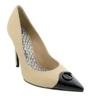 Roberto Cavalli Class Beige/Black Leather Classic High Heel Pump Shoes-