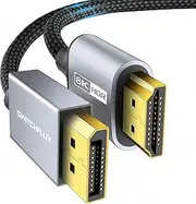 DisplayPort to HDMI Cable [8K@60Hz,4K@144Hz,2K@165Hz] 6FT DP 1.4 to HDMI 2.1 Uni-Directional Braided Cord Support HDCP 2.3/HDR/DSC 1.2 for HP,Lenovo,Dell,AMD,NVIDIA, Grey