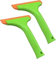2Pcs Silicone Squeegee Auto Water Blade Water Wiper Handheld Portable Shower Squeegee Lightweight Car Windshield Squeegee with Long Handle for Car Auto Cleaning Window Mirror Glass Door (Light Green)