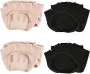 [kilofly] 4 Pairs Women's No Show Five Toe Heelless Forefoot Half Boat Socks Set