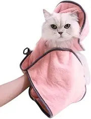 Pet Absorbent Towel Large Quick-Drying Kitten Bath Cleaning Supplies Hand-plugged Dog and cat Bath Towel-Pink