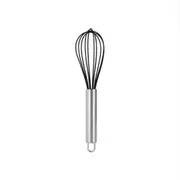 Manual Stainless Steel Handle Silicone Multi-Purpose Egg Beater Cake Cream Whisk Handheld Mixer Baking Tool (Black, 8 Inches)