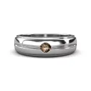 Round Smoky Quartz 3.50 mm Solitaire Men Wedding Ring 14K Gold JP:322085