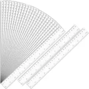 32 Pack Clear Ruler 12 Inch Bulk with Centimeters and Millimeters, Metric