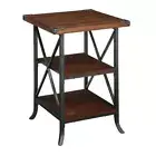 Convenience Concepts End Table 17.75" Shelves Decorative Corner Wood Dark Walnut