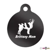 Brittany Mom Engraved Keychain Round Tag w/tab spaniel Many Colors