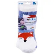 AirPlus Aloe Cabin Socks Kids - Moisturizing Socks - Blue/White Color - Fox Pattern - Size 28-36